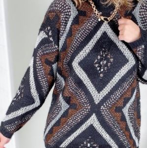 Metallic Detail Aztec Sweater